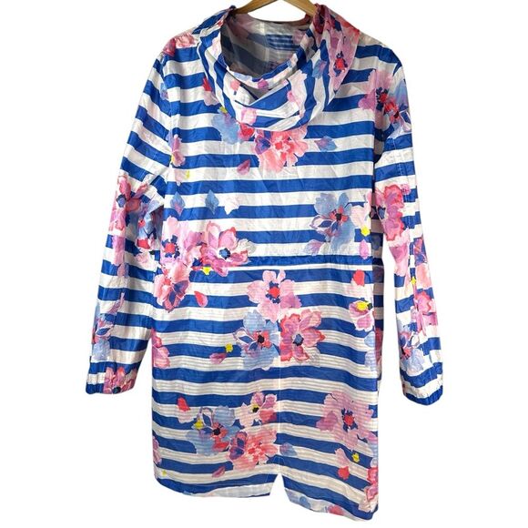 Joules Floral Printed Waterproof Packaway Rain Jacket Women's Size 14 - Picture 2 of 7